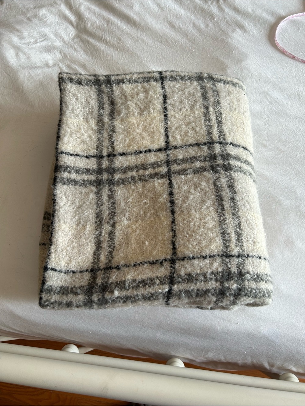 Plaid Cream & Gray Cozy Throw Blanket